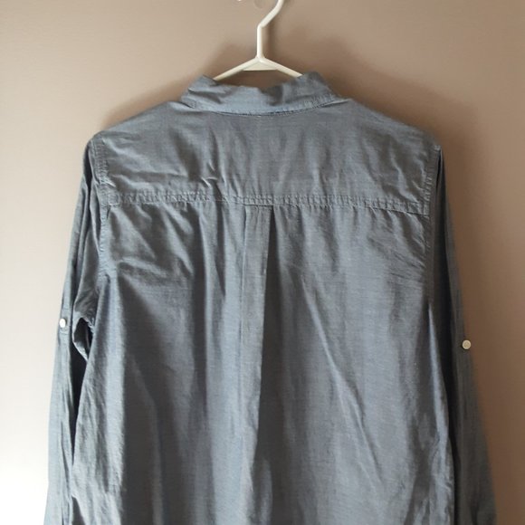 J. Crew Women's Blue Chambray Long Button Down Collared Shirt Size Small - Picture 10 of 14